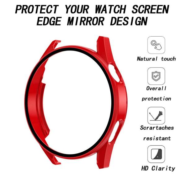 Smartwatch-deksel med herdet glassfilm Smartwatch-skjermbeskytterveske for GT3 46 mm rød