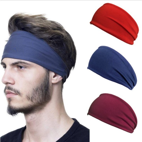 Hårband för kvinnor, träning, yoga, svettabsorberande, antiperspirant, brett hårband i mjölksilke för män Black
