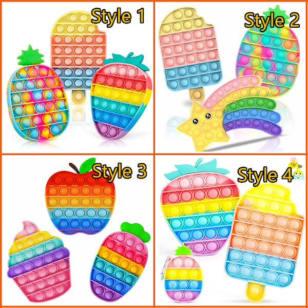 3-pack Pop It Fidget Leksaker för Barn och Vuxna Stil 3