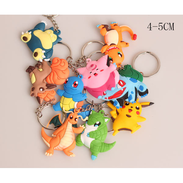 10 Magiska Baby Pet Elf Nyckelringar Pikachu Miaofrog Snorlax Sandshrew Snabb Draken Hänge 10 Pieces