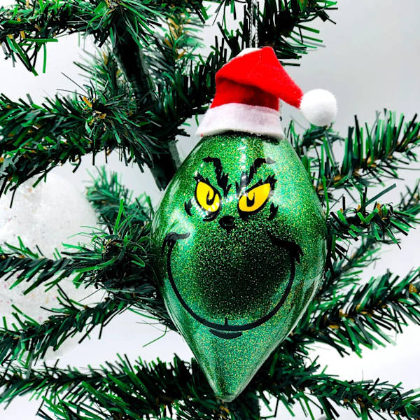 Grinch med tomteluva Juldekorationer Grinch Blinkande Dekoration Julgranshänge 1