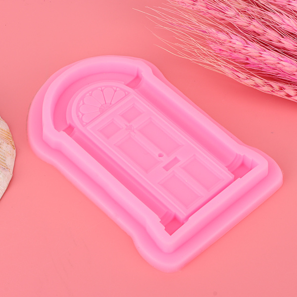 2 stk DIY Dør Vindue Silikonform Kage Fondant Cookie Form Dekoration Bageværktøj Pink