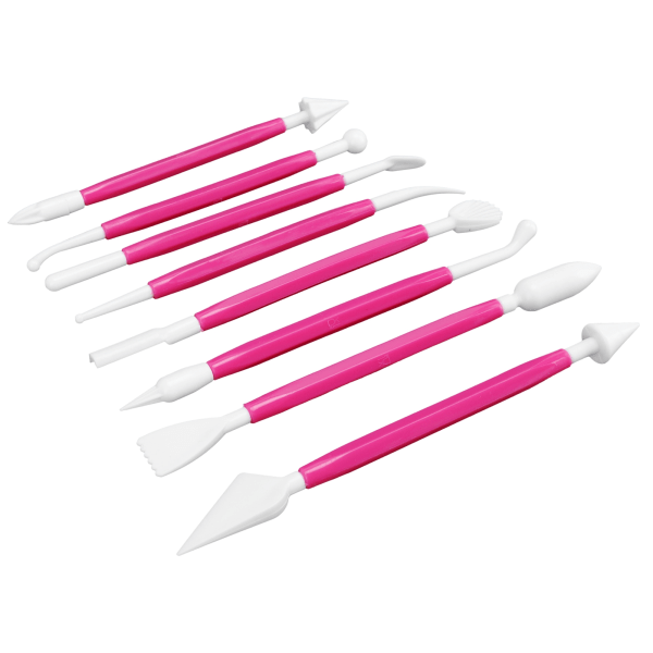 8Pcs Cake Fondant Decorating Tool Set Engraving Pen Cake Supplies DIY Baking ToolsRose Red