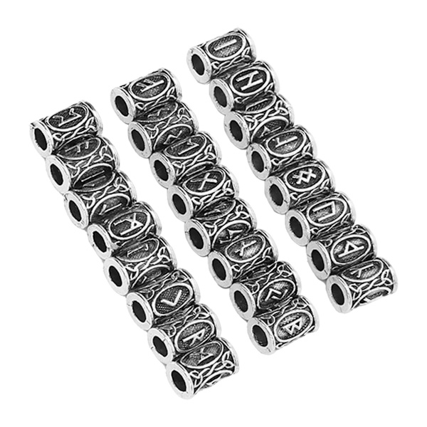 24 st Håroch Skäggpärlor Legering Unika Mönster Vintage Hårfläta Pärlor Dreadlocks Tillbehör Silver