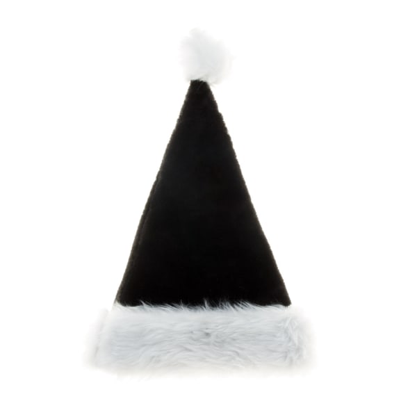 Ny sort plys julehat fortykket fleece Big Ball Christmas Halloween Party Hat Adult Style