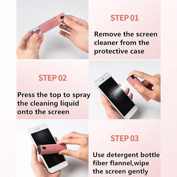 Touchscreen Mist Cleaner Skærrenser Laptop Skærrenser 3 i 1 Multifunktionel Rensning til Telefoner Laptop og Tablet Skærme