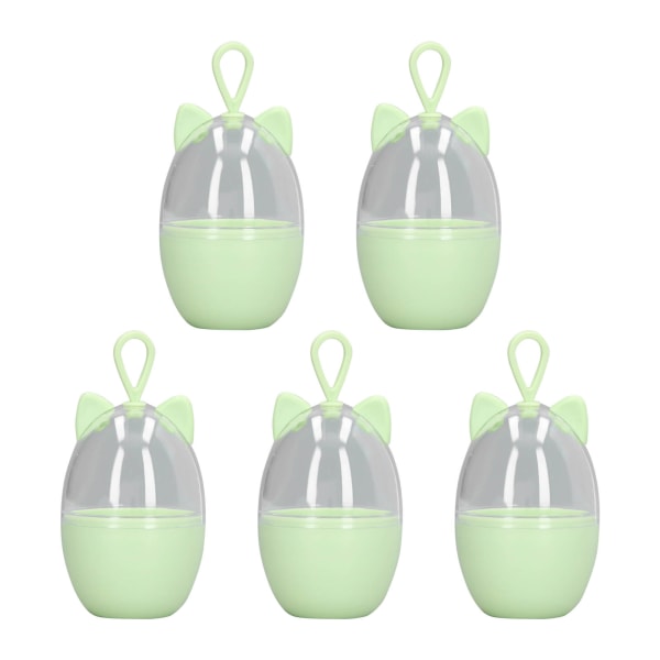 5 st klar sminksvamphållare bärbar tecknad form hängande hål Grön plast case