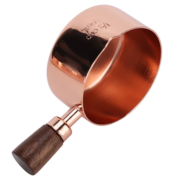 Sauspanne med trehåndtak i roségull, rustfritt stål, for matlaging, kjøkkenutstyr, 1/3 kopp