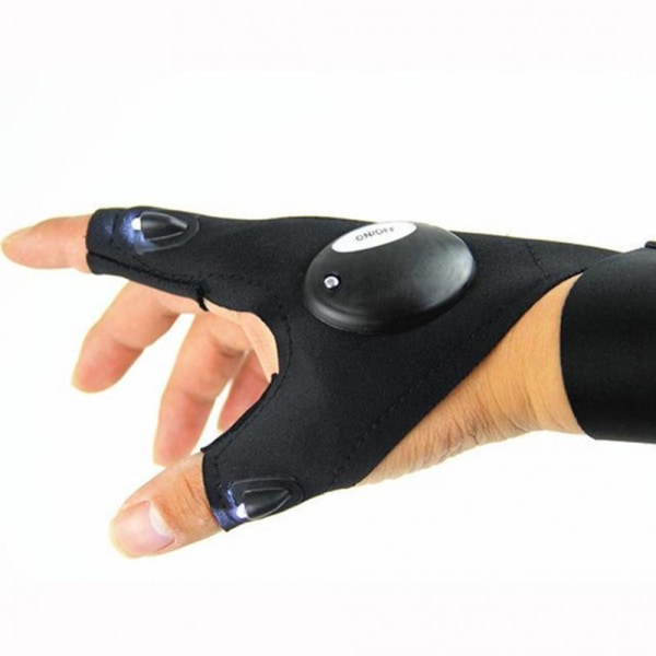 Glove with flashlight (Right hand) Black Right hand