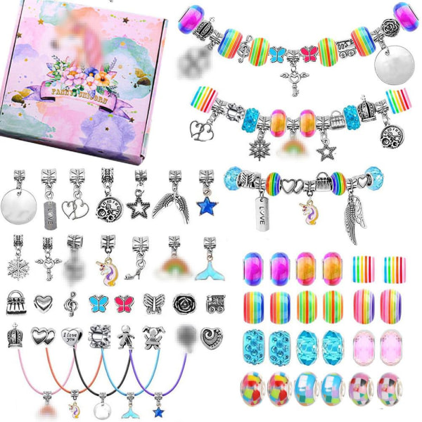 Regnbuearmbånd til å lage kit for barn DIY perlerarmbånd halskjede leketøy smykker å lage leker Bursdagsgave til jenter