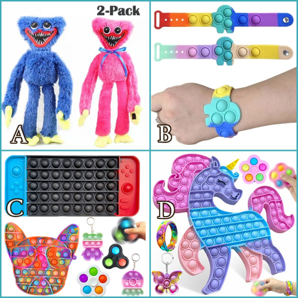 2-pack Pop It fidget toys för barn och vuxna B