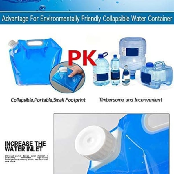 10L - Sammenfoldelig vandbeholder Udendørs vandpose - Blå