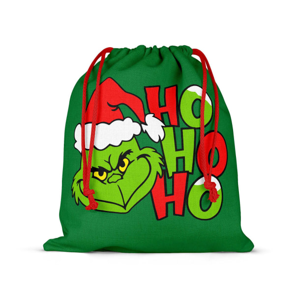 Tegneserie Grinch Julegavepose med dobbelttryk, nytårsgavepose, snørepose, linnedgavepose 1