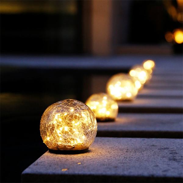 Strödd Glaskula LED Solcellslampa Vattentät 10cm
