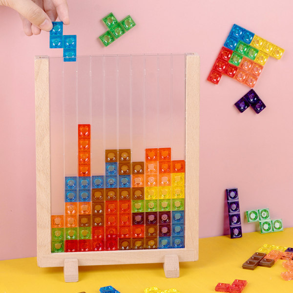 Trä magnetiska Tetris byggstenar barns baby pedagogiska leksaker Ryssland 3D pussel modell Classic Thin Tetris (5mm Thick)