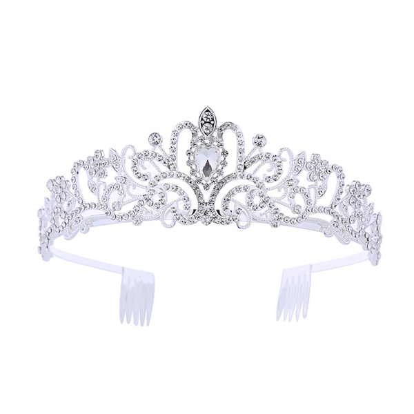 Hodeplagg for kvinner med krystaller, krystall- og rhinestone-bryllupshodeplagg med kamkrone, bursdagsprinseessedesign A04# Kc Gold Color