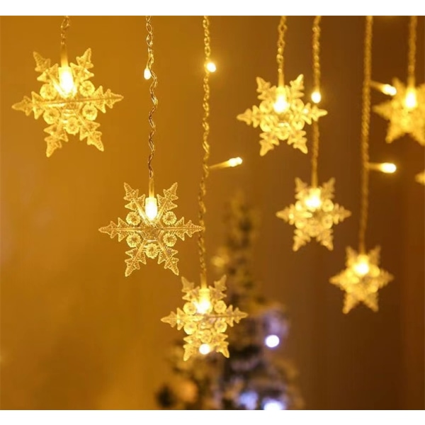 LED Snefnug Gardinlys Julepynt Isstribe Lys Vindue Dekoration Lys Color 4x0.7M