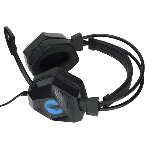 Gaming Headset Støjreducerende USB 3.5mm Interface Over Ear RGB Hovedtelefon med Mikrofon til PS4 PC Bærbar Sort Blå