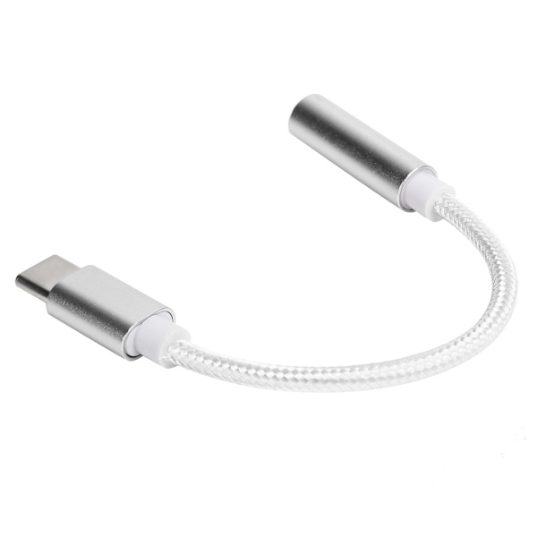 Typ C till 3,5 mm Aux Ljudadapter Flätad Ljudheadset Adapter för Letv / Xiaomi Vit
