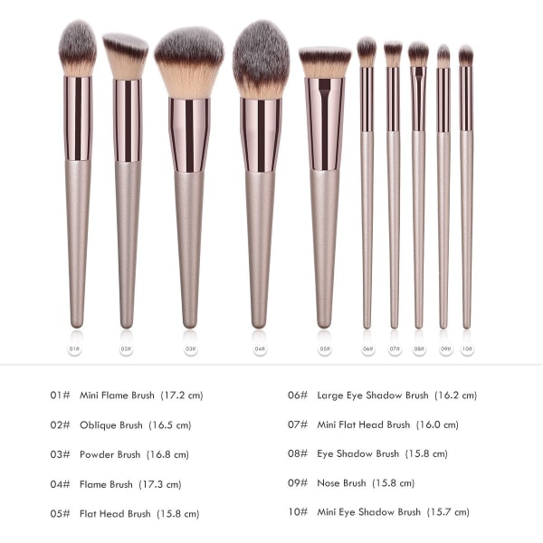 Professionell set 10 Pieces-Champagne Gold B + Bag