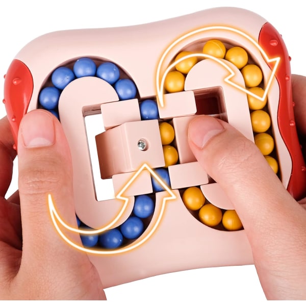 Rotating Finger Cube Intelligence Game Magic Bean Roterende terninglegetøj Stressaflastningslegetøj til voksne pink