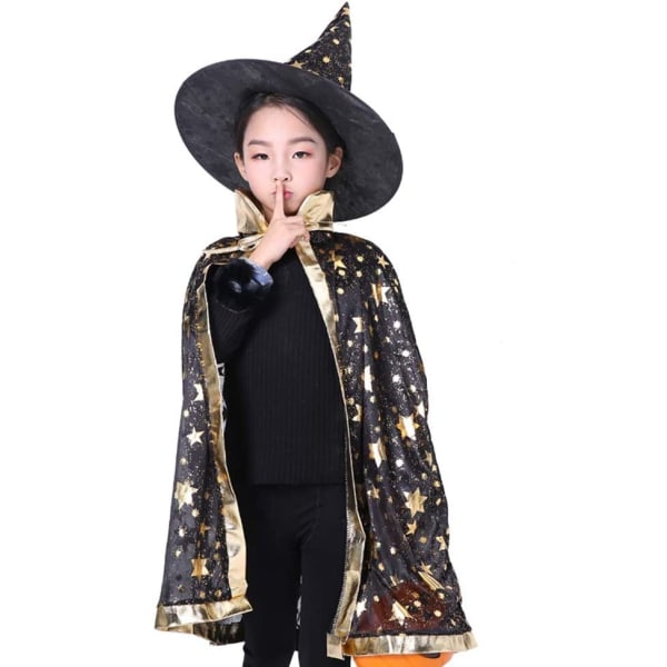 Barn halloween kappa, häxa trollkarl cape magisk cape