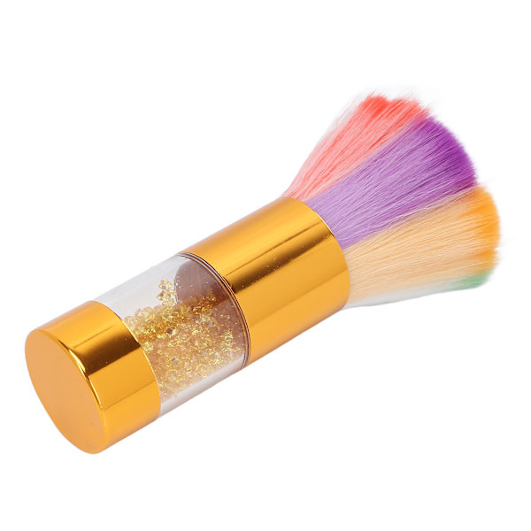 Makeupbørste med fashionable rhinestones indlagt - løs pudder foundation børste - neglekunst støvfjerningsbørste - guld