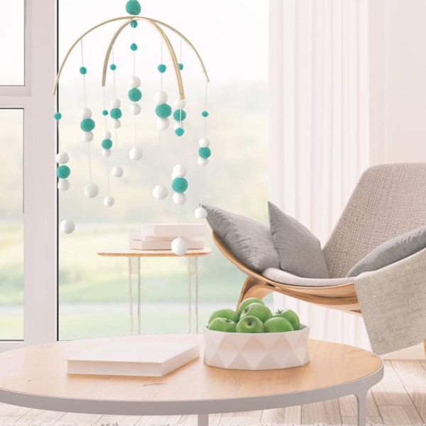 Baby Seng Mobile Tremobil Vindklokker Filtkule Henge Sengklokke Baby Mobile Trepynt Barnerom Innredning for Jenter Gutter