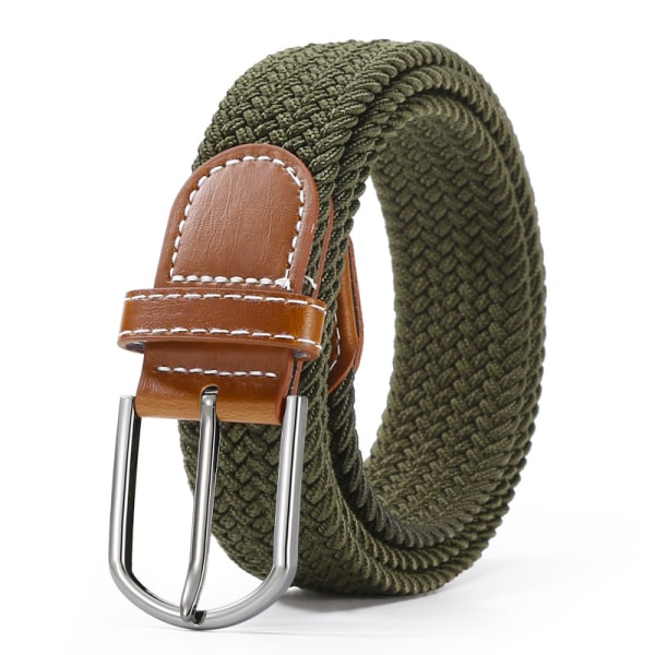 Vävt canvasbälte utan hål, canvas elastiskt bälte för både män och kvinnor Army Green 115cm