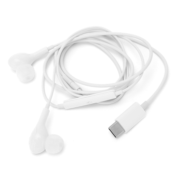 Kablet Earphones Type C Digital Chip Støjreducerende Mobiltelefon Earbubs med Lydstyrkekontrol Hvid