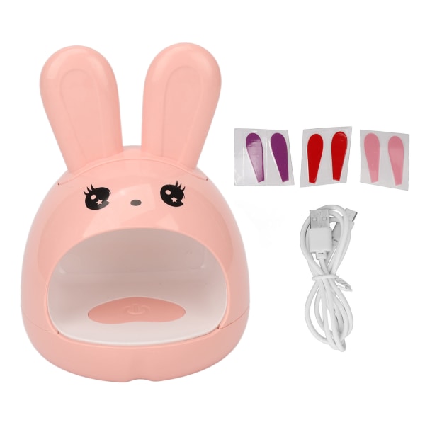 Cartoon LED Nagelljus 8st Ljuschips Kaninform Snabb Torkning UV Mini Nageltorkare för Skönhetssalong Rosa