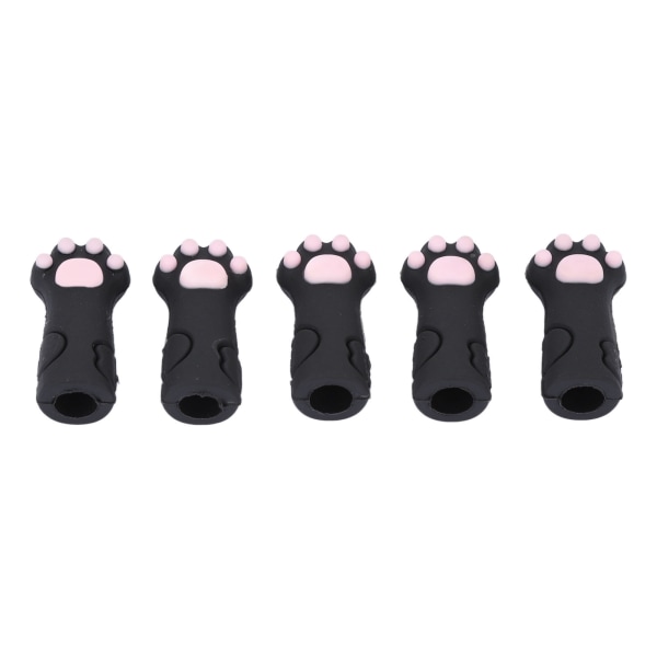 5 stk. Cuticle Saks Cover Protector Cat Pote Shape Silikon Cuticle Trimmer Beskyttelseshylse for negler og tånegler Svart