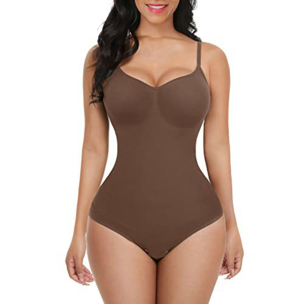 Dame Jumpsuit med Formet Tights og Justerbare Stropper coffee XXXL