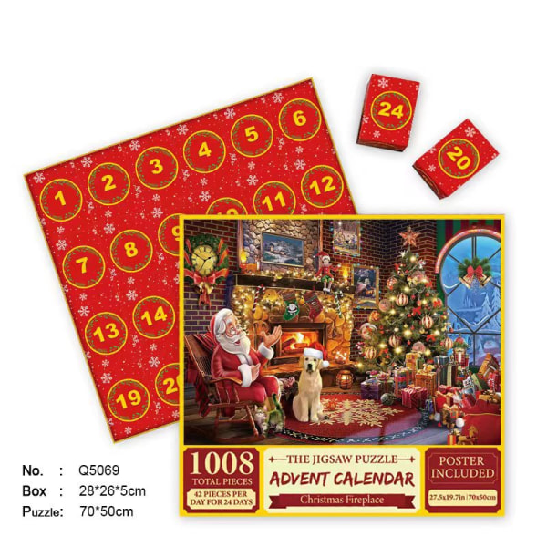 24PCs Christmas Advent Calendar Girl Boy 1008 Pieces Christmas Puzzle Countdown Calendar G