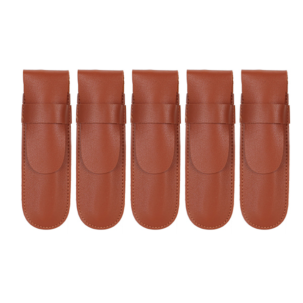 5-pack Clipperfodral Bärbar Utsökt Textur Brun Bekväm Känsel Skyddande Slida för Barberare
