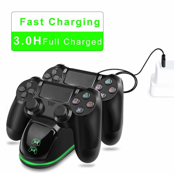 Dobbel ladestasjon for to kontrollere - PS4/PS4 Slim/PS4 Pro