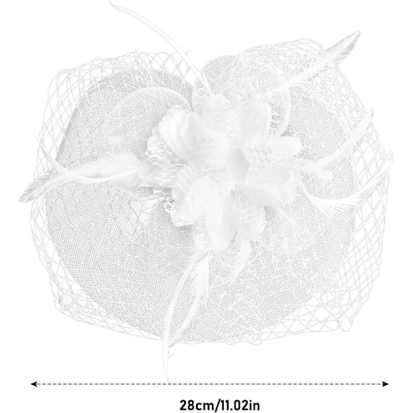 Mesh pandebånd hårtilbehør, bryllup mesh pandebånd fjer blomst klip white