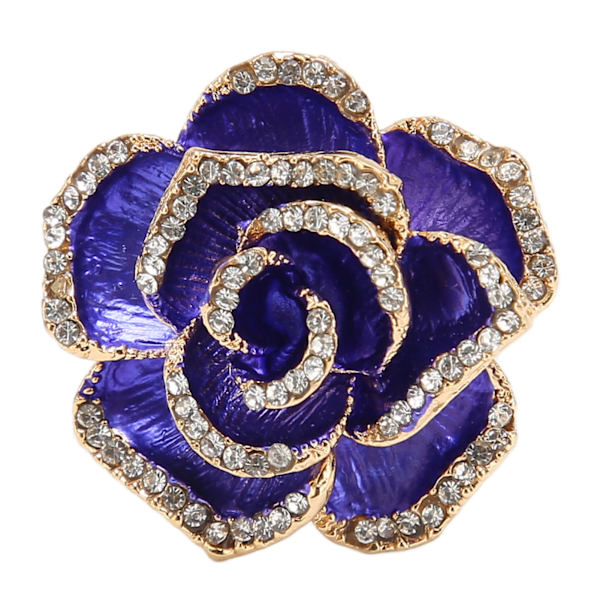 Elegant Blomst Brosche Nål Rhinestone Petal Tøj Tilbehør Blomst Brosche Nål Blålig Lilla