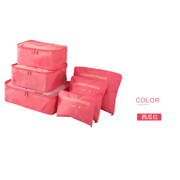 Reseförvaringsväska i Oxfordtyg, kvadratisk, 6-pack Watermelon Red