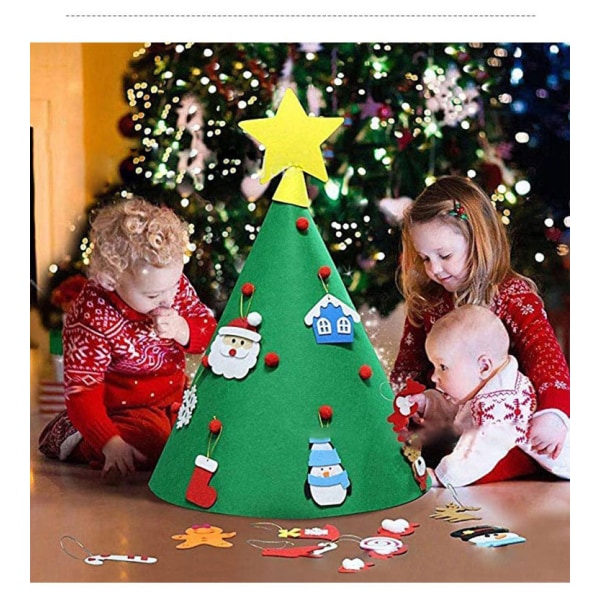DIY filt julgran för barn Vägghängande dekorationer 33st 856b | Fyndiq
