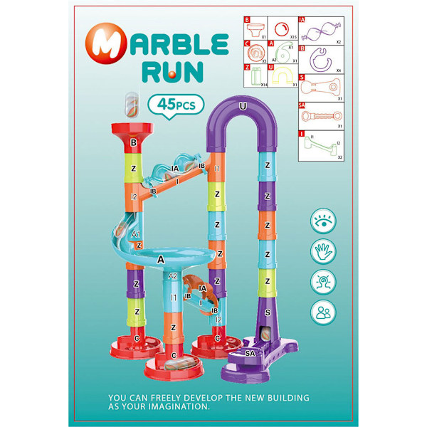 Palloradan Suuret Hiukkaset Liukumäki Pallo Rakennuspalikat Puzzle Koonti Rata Rakennuspalikat Lelut 109pcs-B