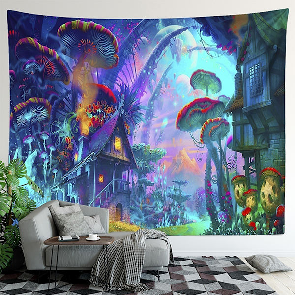 Psykedeelinen sienitalo seinävaate taide 203*153cm
