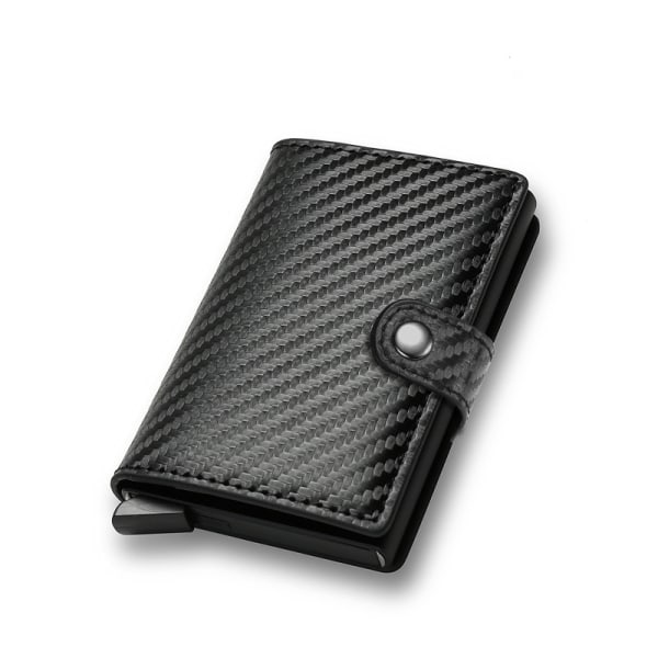 RFID lommebokkortholder anti-tyveri sveip, karbonfiber aluminiumslegering kredittkort metall kortholder black
