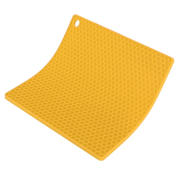 Isoleringspude fødevaregodkendt silikonepude Anti-skaldning fortykket mikroovnmåtte til køkkenbrug (gul)
