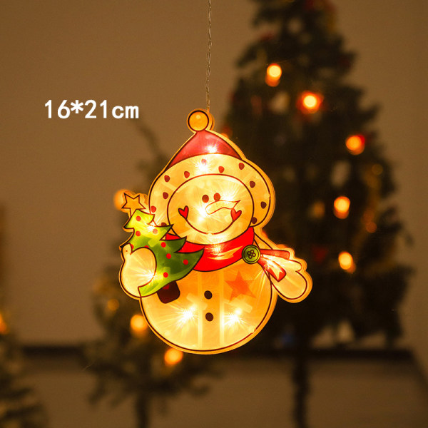 LED Christmas Sucker Lampe Snømann Form Vindu Dekorasjon Lampe Ferie Atmosfære Små fargede lys C