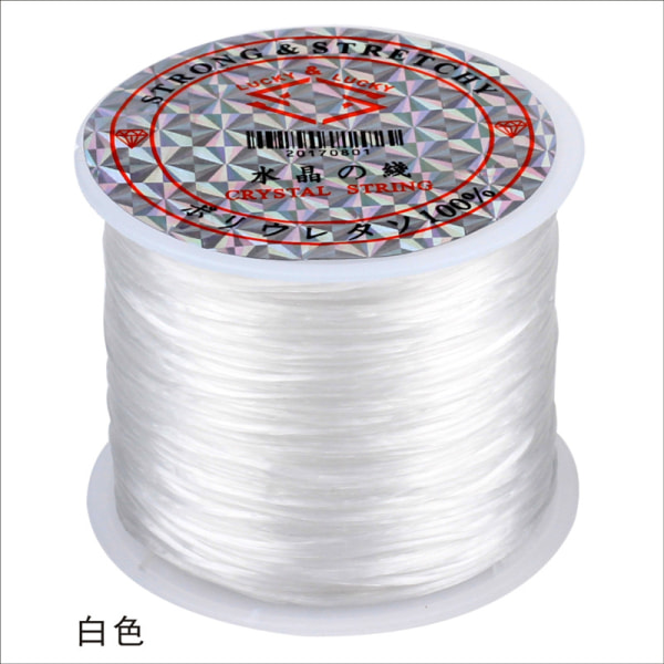Fargede elastiske tråder, krystalltråd, perletråd, armbåndstråd, -60 meter vevd armbånd DIY white