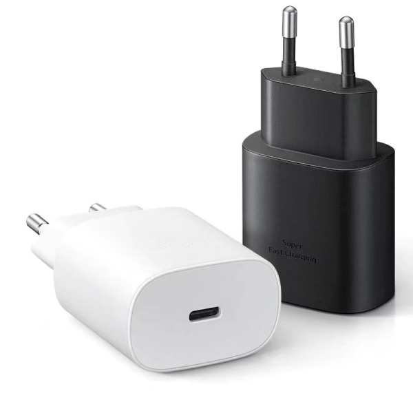 25W superrask ladehode egnet for Samsung Note10/s10/s20 mobiltelefon PD-lader Type-C-port white Charger+cable