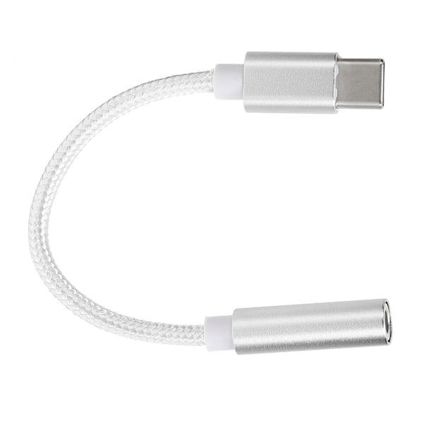 Typ C till 3,5 mm Aux Ljudadapter Flätad Ljudheadset Adapter för Letv / Xiaomi Vit