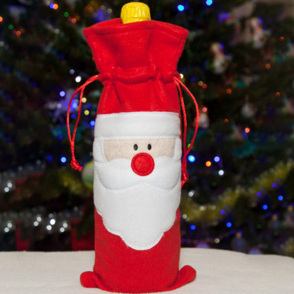 6 STK Julevinflaskegaveposer Flaskeemballage med snøre Julegaveposer Indpakning til bordpynt
