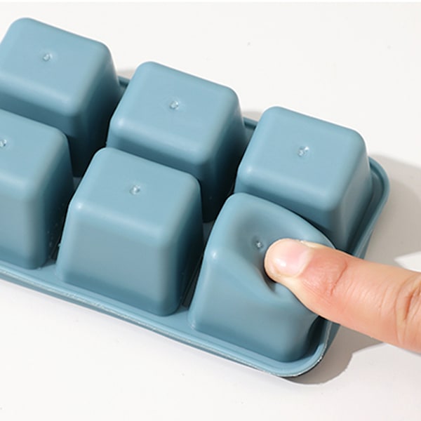 3 stk. Silikon Mini 6 Blokke Form Med Låg Isblå 3 stk.
